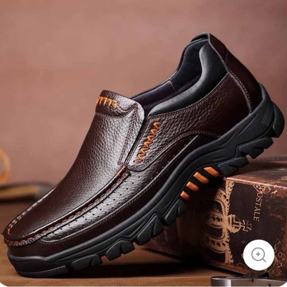 Men's Dark Brown Leather Slip-On Loafers